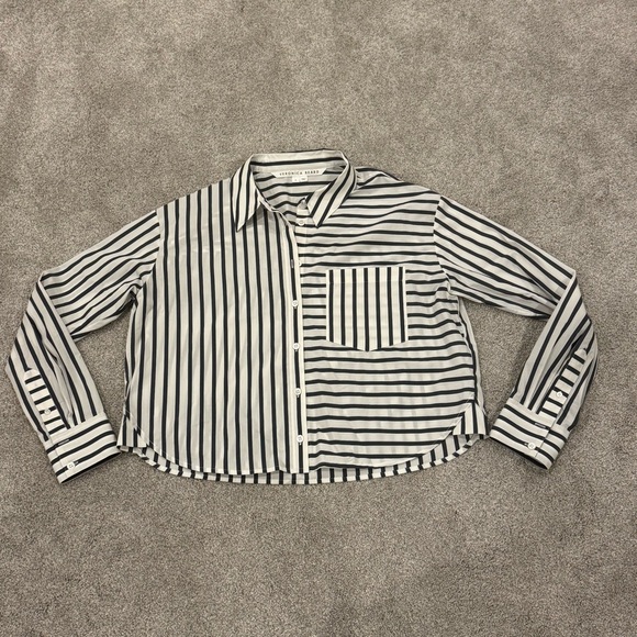 Veronica Beard Aderes Striped Button Down Shirt in Marine/Off-White size 6 EUC - Picture 4 of 10